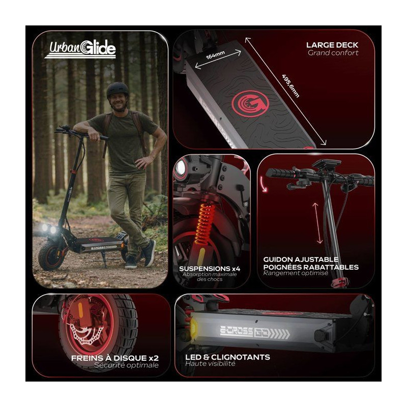 Trottinette électrique - URBANGLIDE - ECROSS GO - 1200W - batterie 48