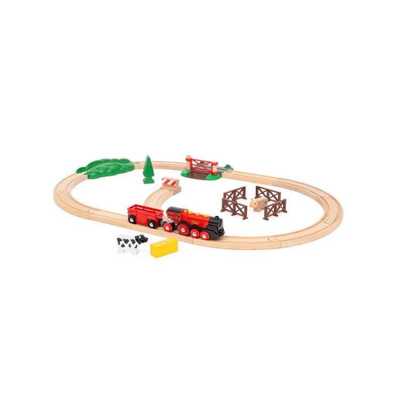 BRIO World - 36029 - Circuit Campagne Locomotive a piles - Coffret de