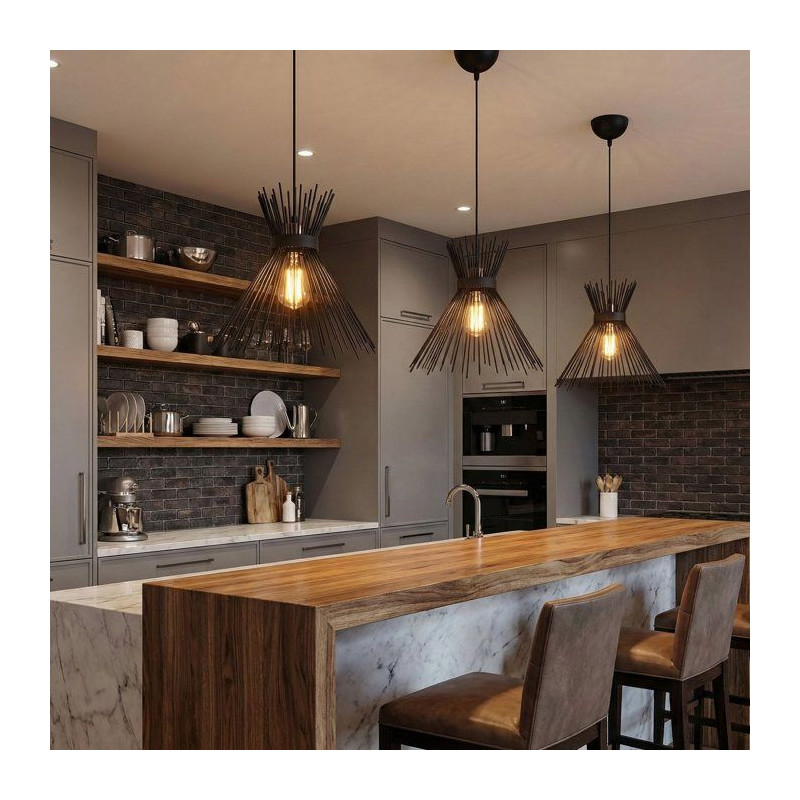 Suspension lustre D BY M.RED Black - Fer noir - Style moderne - Design
