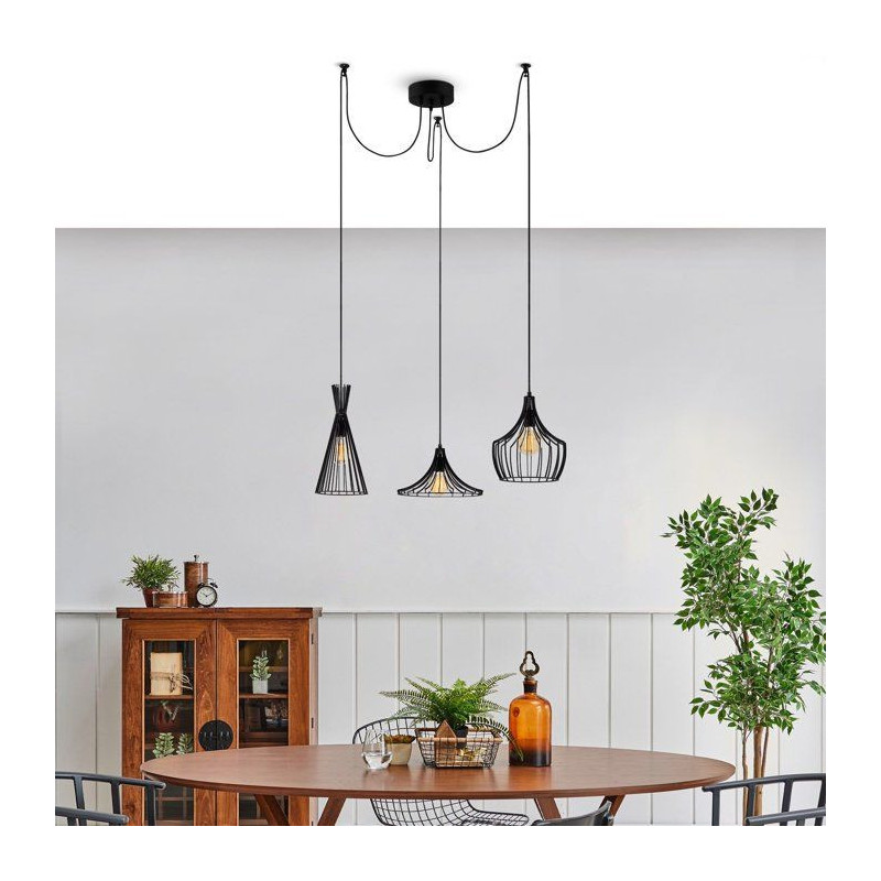 Suspension lustre D BY M.RED Black - Fer noir - Style contemporain - R