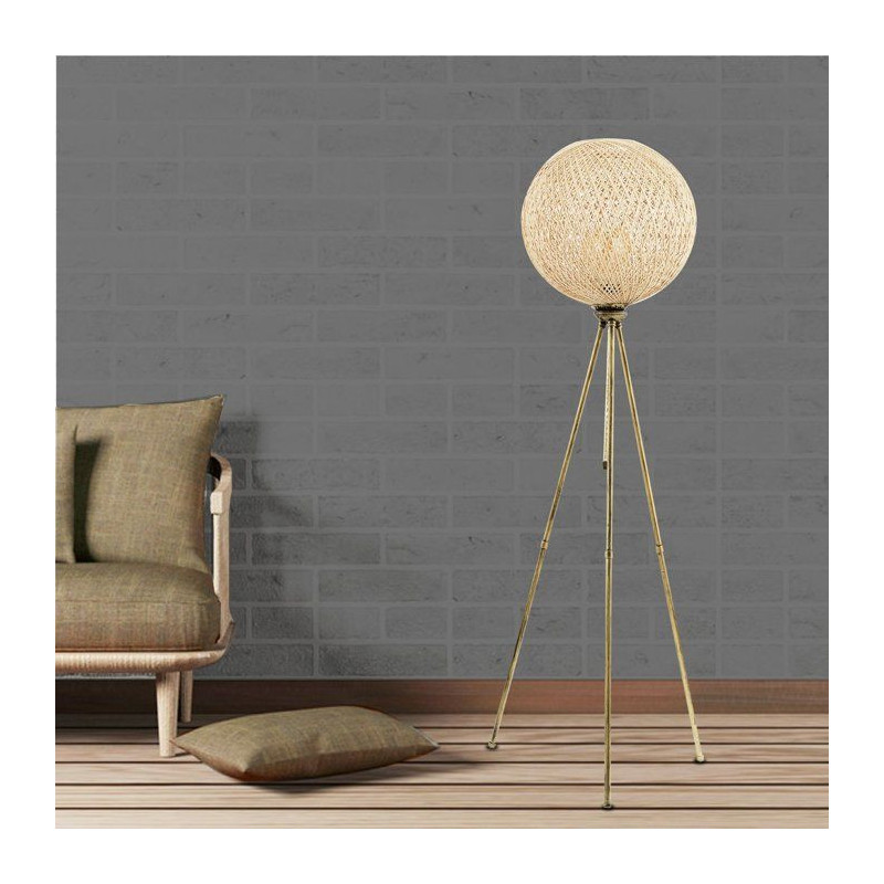 Lampadaire D BY M.RED Gold - Métal - Abat-jour jute - Style boheme