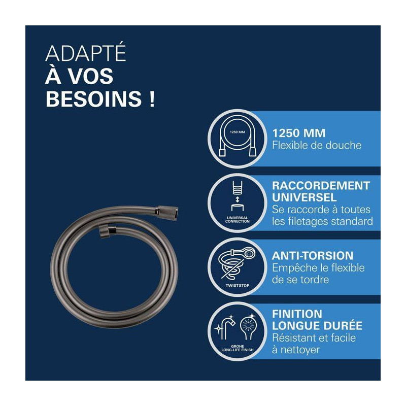 Flexible de douche - GROHE - Silverflex TwistStop