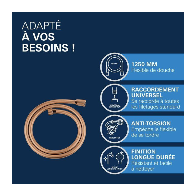 Flexible de douche - GROHE - Silverflex TwistStop
