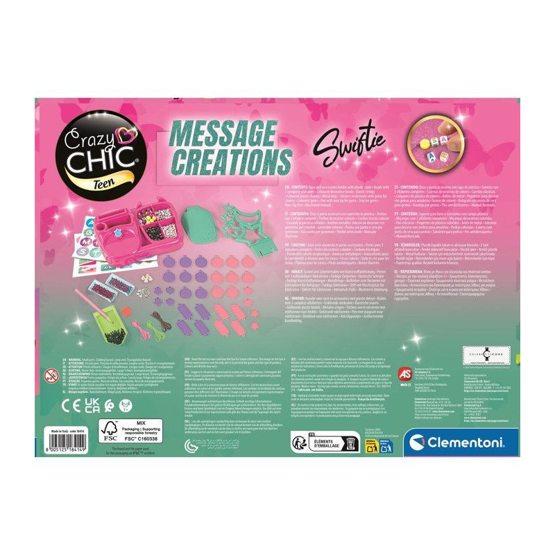 Coffret Bijoux Message Creations Swiftie - Clementoni - Perles, Strass