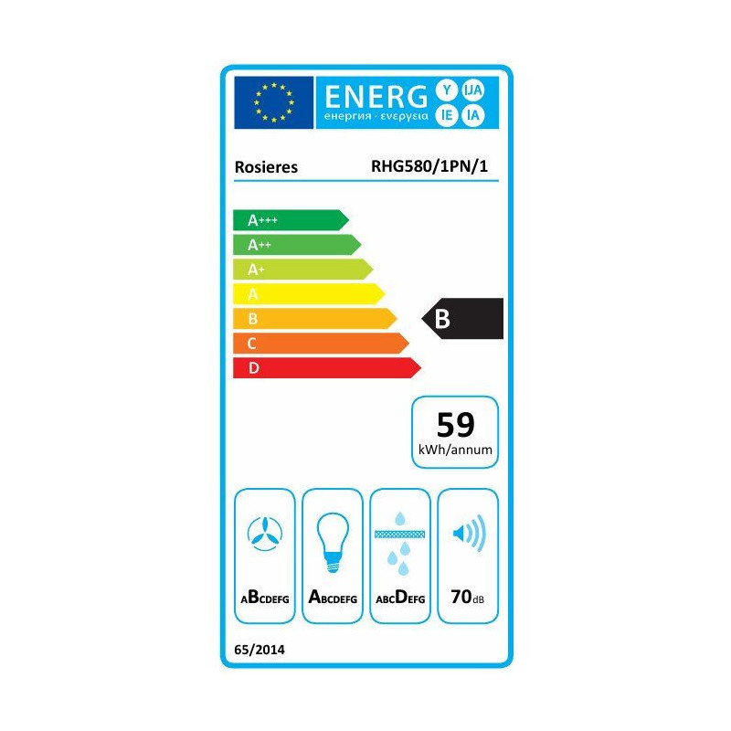 Hotte groupe filtrant - ROSIERES RHG580/1PN/1 - 3 vitesses - L 52cm -