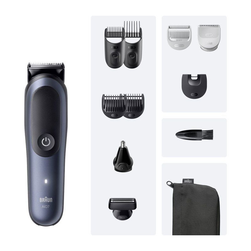 Tondeuse multi-usage - BRAUN - MGK7540 - 120 min - Étanche - Noir