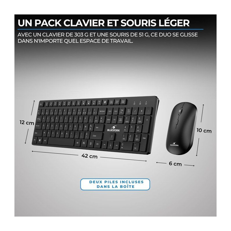 Pack clavier souris sans fil - ULTRA FIN - BLUESTORK - PACK-WL-OFFSLIM