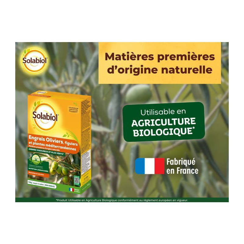 SOLABIOL Engrais oliviers figuiers & plantes Méditerranéennes - 750g