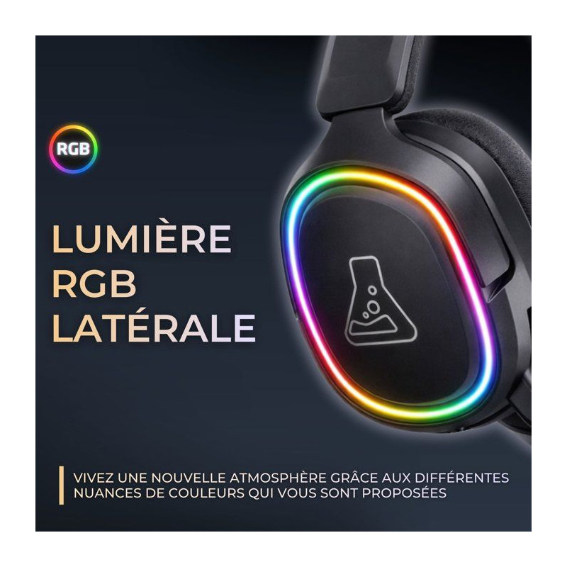 Casque gaming sans fil RGB - THE G-LAB - KORP RUBIDIUM - Tissu - Micro