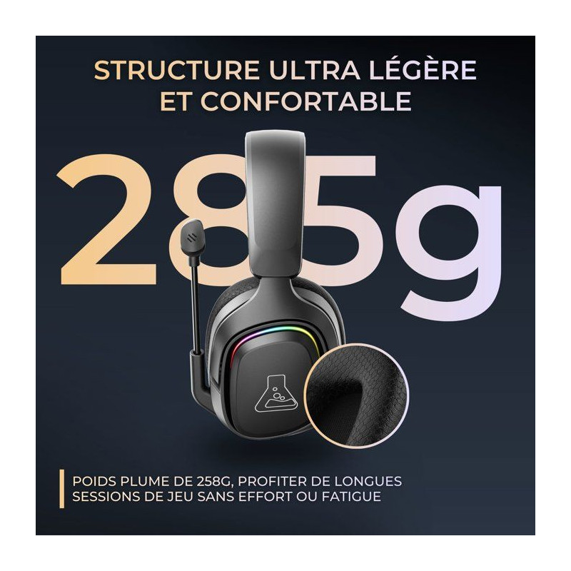Casque gaming sans fil RGB - THE G-LAB - KORP RUBIDIUM - Tissu - Micro