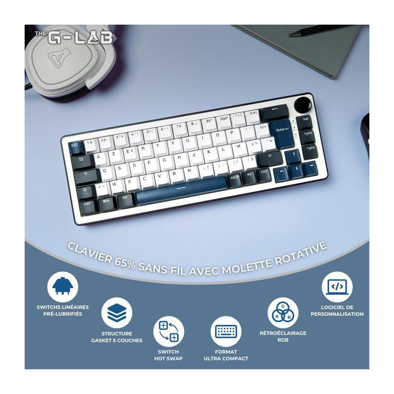 Clavier mécanique gamer - PBT double injection - THE G-LAB - KEYZ Eli
