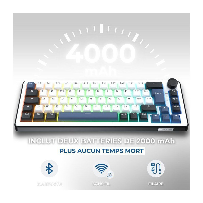 Clavier mécanique gamer - PBT double injection - THE G-LAB - KEYZ Eli