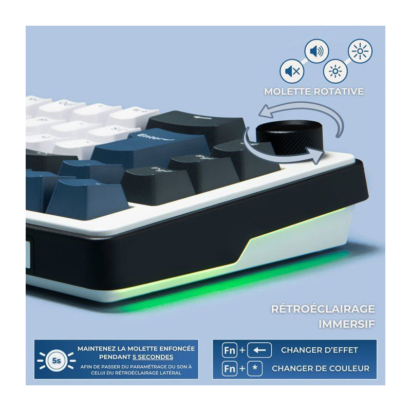 Clavier mécanique gamer - PBT double injection - THE G-LAB - KEYZ Eli
