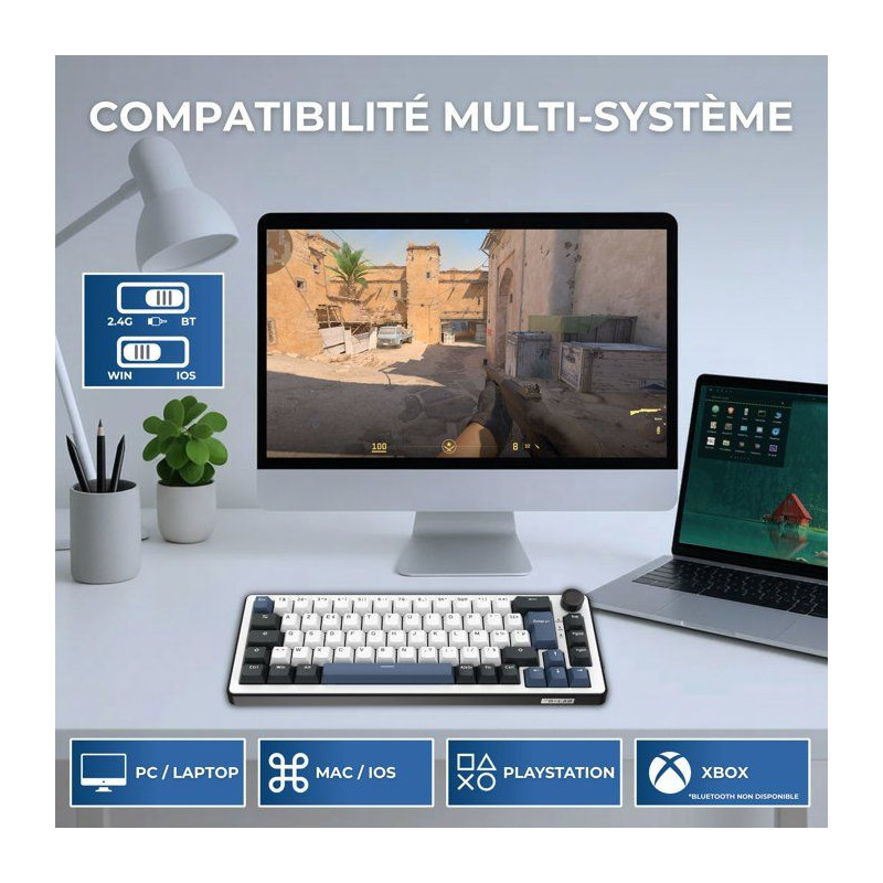 Clavier mécanique gamer - PBT double injection - THE G-LAB - KEYZ Eli