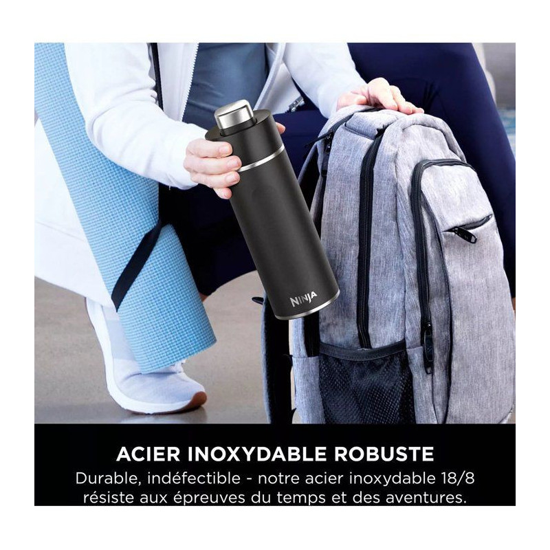 Gourde isotherme Thirsti - NINJA - Noir - 530 ml - Acier inoxydable