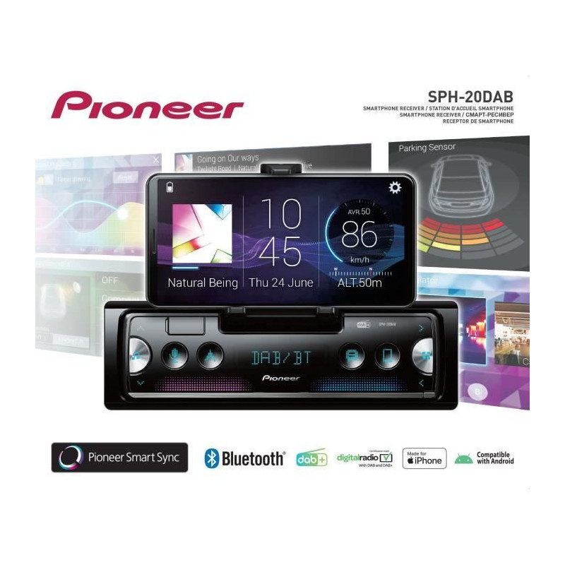 Autoradio - PIONEER - 1DIN - Support smartphone intégré - Bluetooth