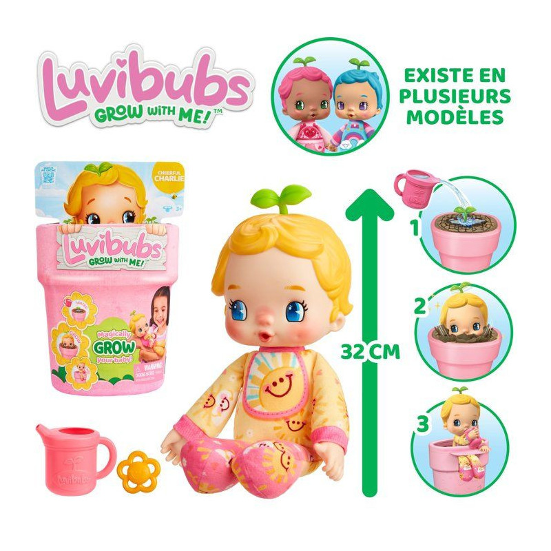 Poupée surprise - LUVIBUBS - Charlie Jaune - Bébé magique - Pot tra