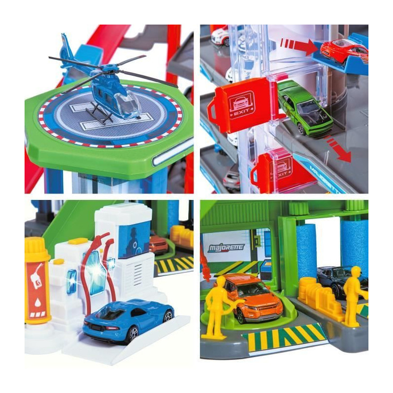 Majorette - Super city garage - 2 niveaux - Sons et lumières - 6 véh