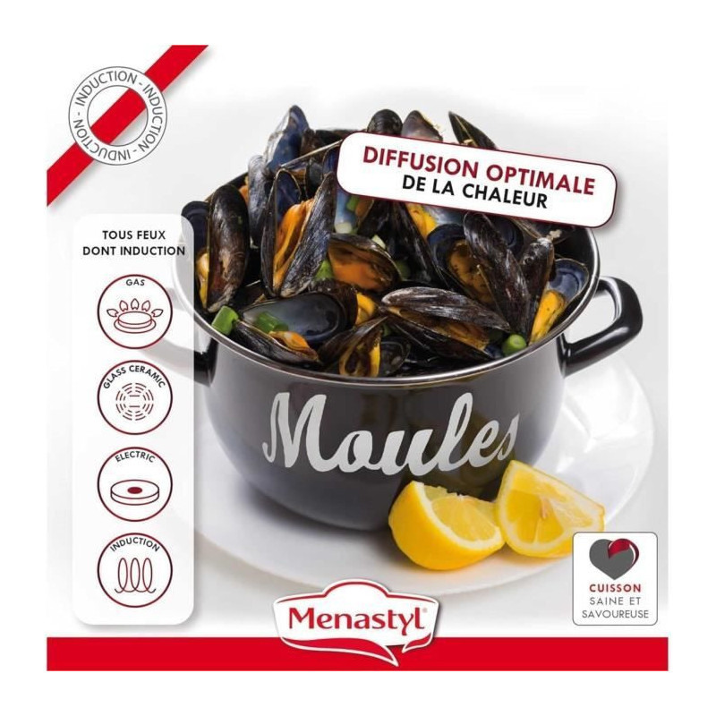 Mussel pot - MENASTYL - 3645563 - Enamelled steel - Black - 18 cm - Wi