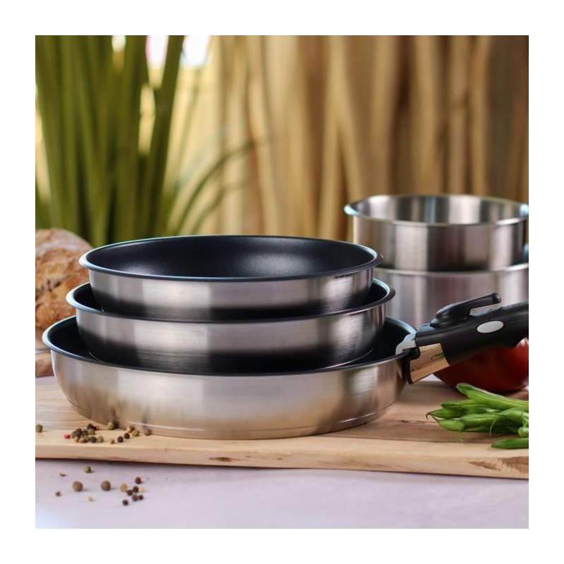 Cookware set - Induction - MENASTYL - 7930018 - Stainless steel - 6 pi
