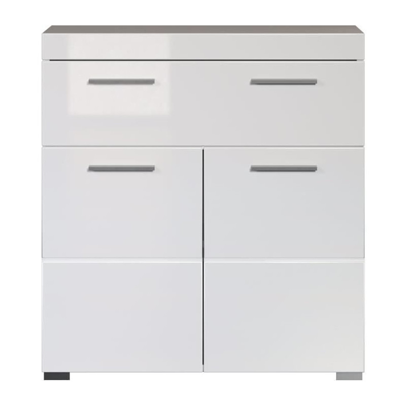 Meuble de salle de bain Rangement bas - 2 portes & 1 tiroir - Blanc -