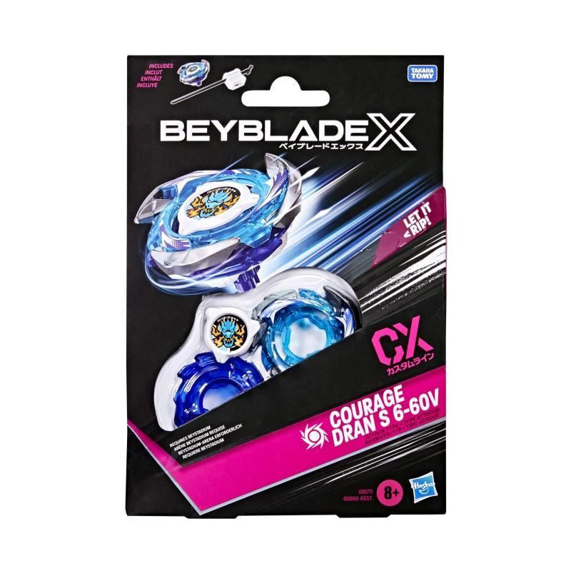 Beyblade X, Starter Pack Courage Dran S 6-60V CX avec toupie de type a