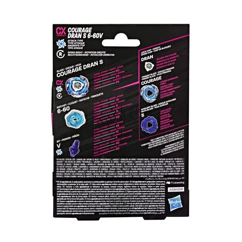 Beyblade X, Starter Pack Courage Dran S 6-60V CX avec toupie de type a