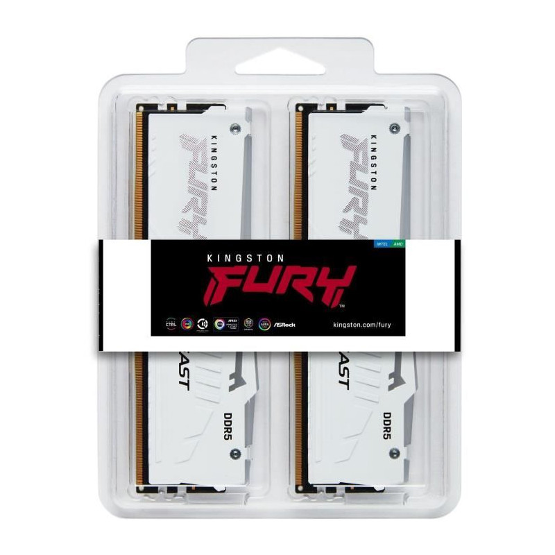 Mémoire DDR5 - KINGSTON - FURY Beast White RGB EXPO - 32 Go (2 x 16 G
