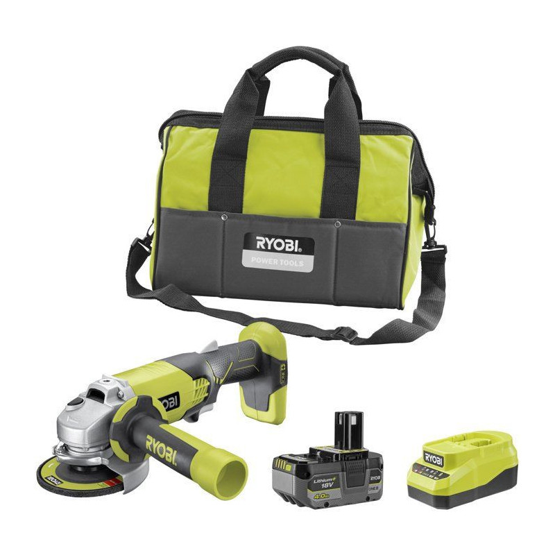 RYOBI Meuleuse d'angle 18V ONE+ Ø115 mm - batterie 4Ah + chargeur - s
