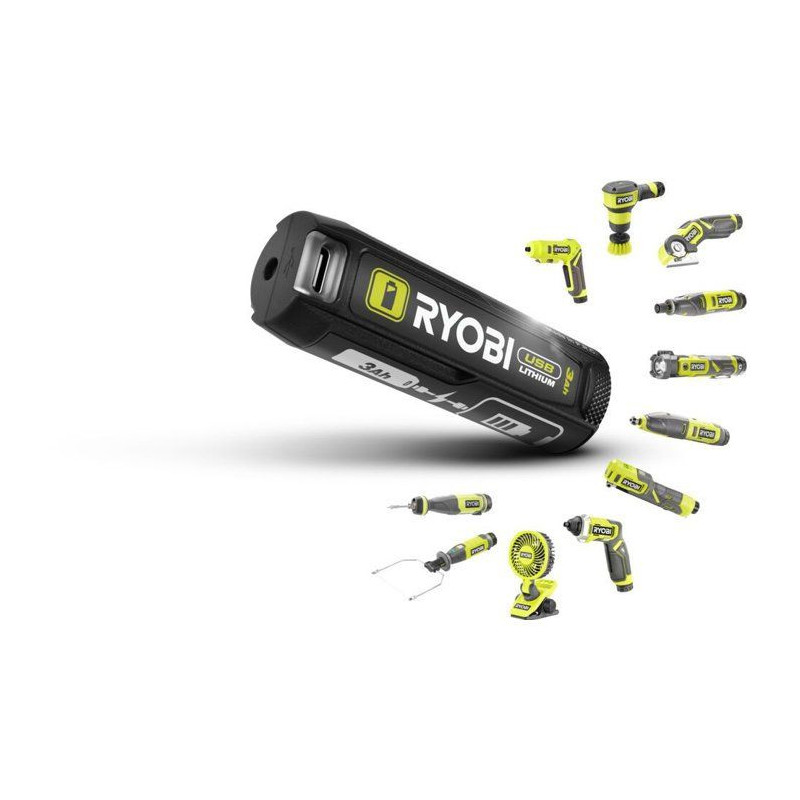 RYOBI Loupe éclairée 4V USB Lithium x3 LED - batterie 2Ah + chargeur