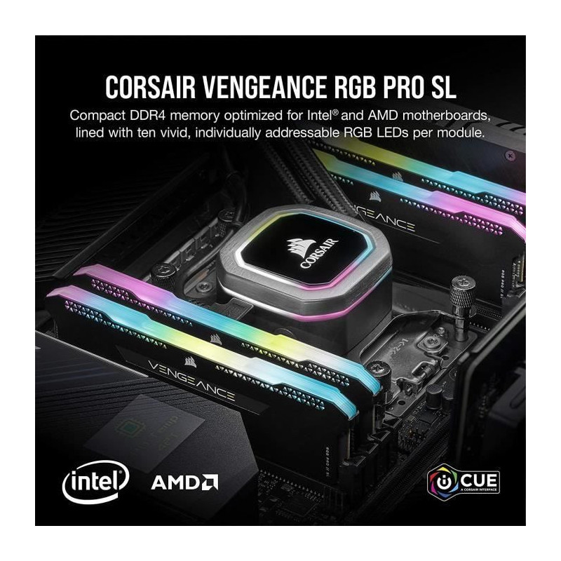Mémoire RAM - CORSAIR - Vengeance RGB Pro SL DDR4 - 32GB 2x16GB DIMM