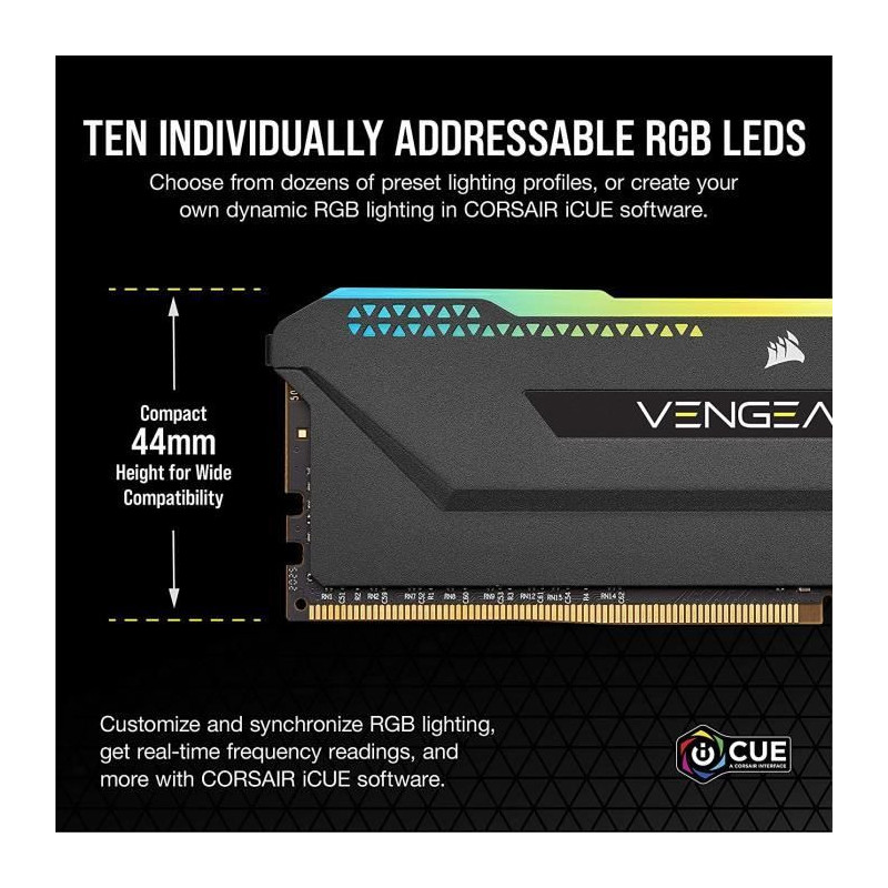 Mémoire RAM - CORSAIR - Vengeance RGB Pro SL DDR4 - 32GB 2x16GB DIMM