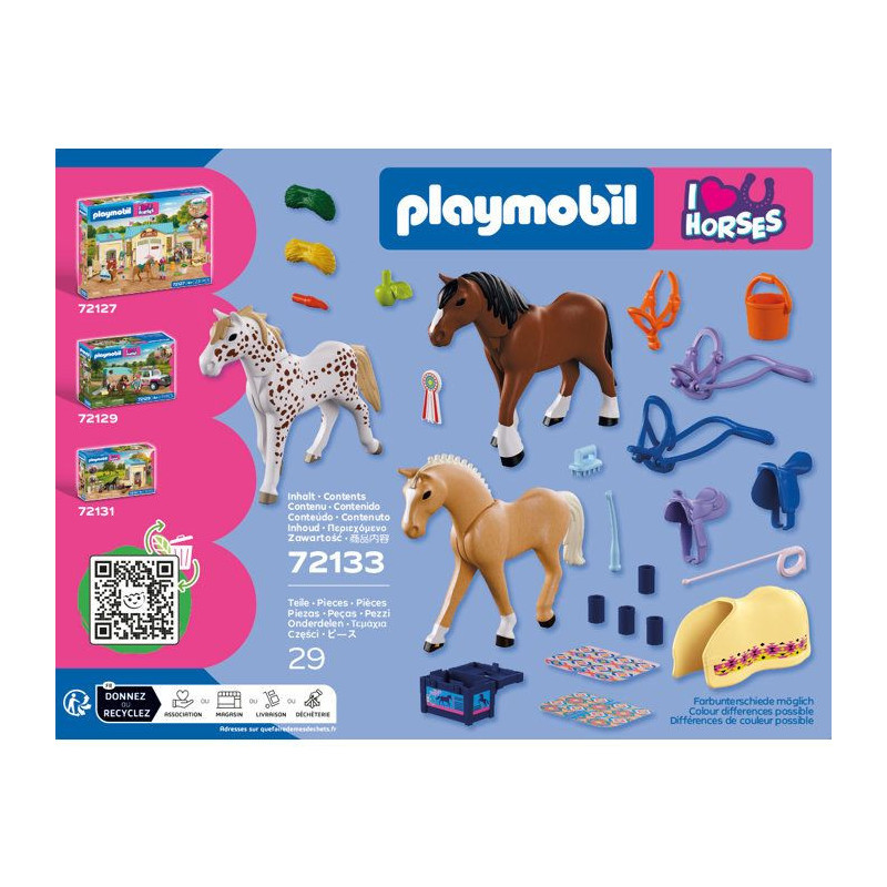 PLAYMOBIL I love horses 72133 Collection de trois chevaux