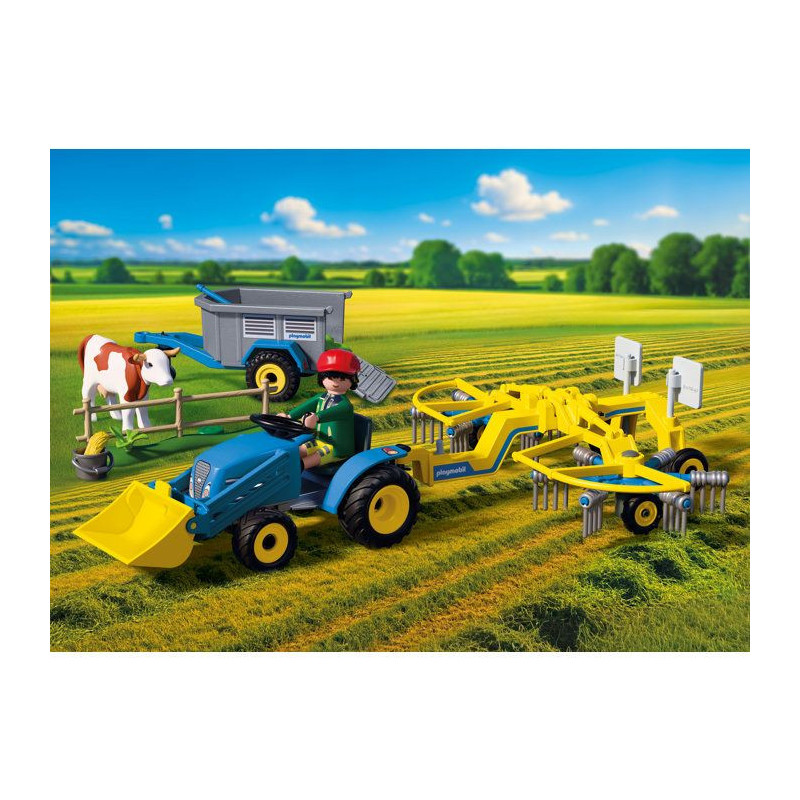 PLAYMOBIL Country 72163 Petit tracteur avec andaineur a foin