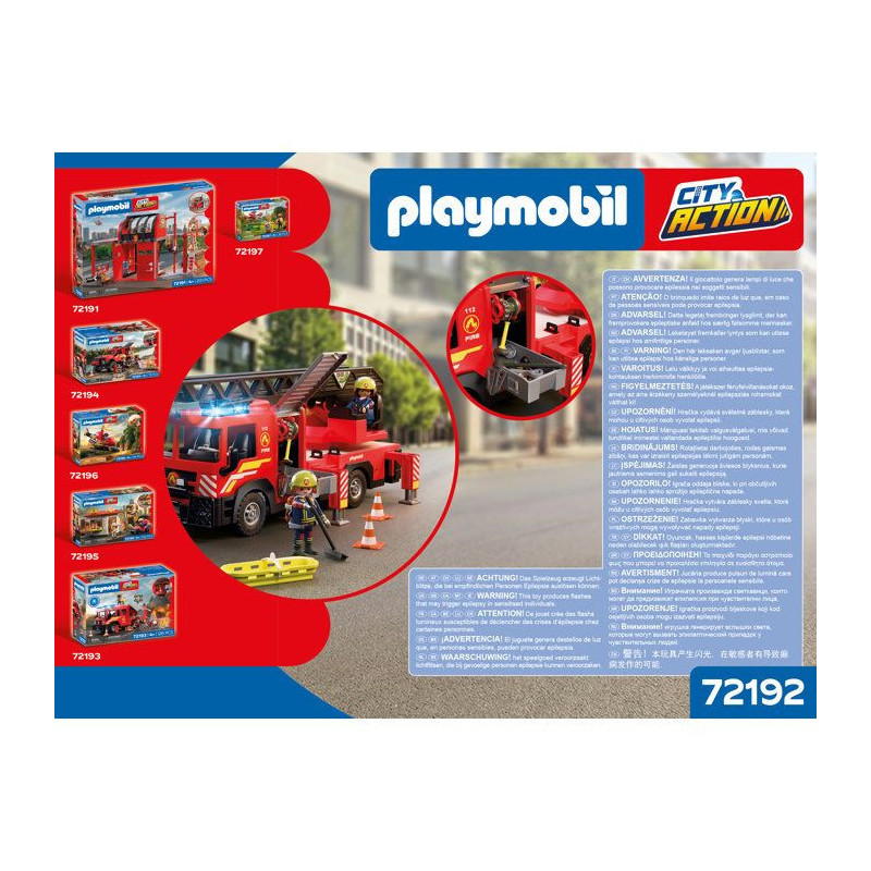 PLAYMOBIL City Action 72192 Camion de pompiers a grande échelle