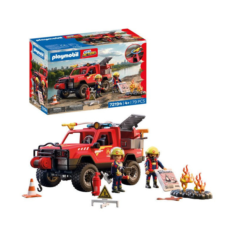 PLAYMOBIL City Action 72194 Pick-up de pompiers & 2 personnages