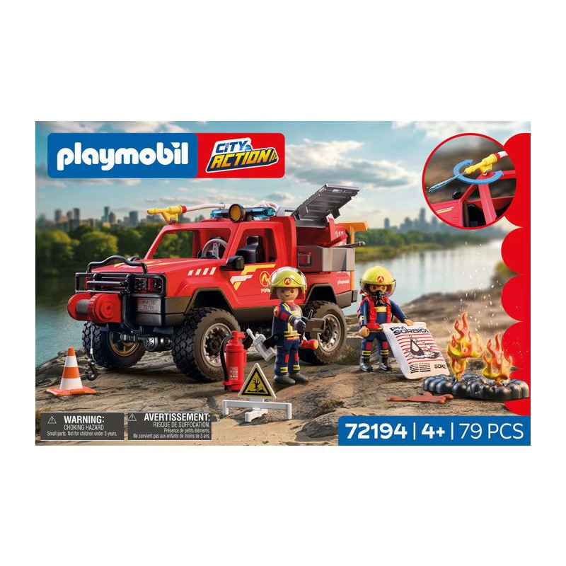PLAYMOBIL City Action 72194 Pick-up de pompiers & 2 personnages