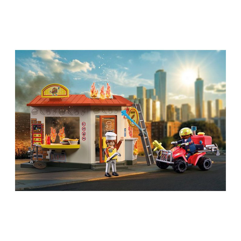 PLAYMOBIL City Action 72195 Restaurant en feu & quad de pompiers