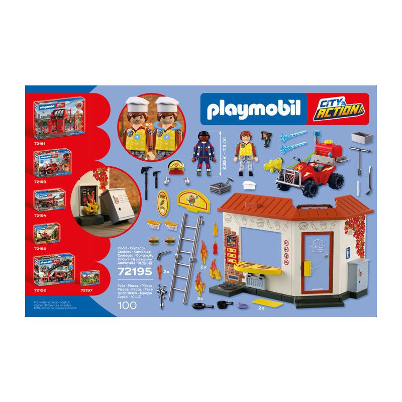 PLAYMOBIL City Action 72195 Restaurant en feu & quad de pompiers