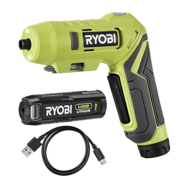 RYOBI Tournevis électrique 4V USB Lithium - batterie 2Ah + chargeur -