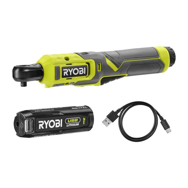 RYOBI Clé à cliquet 4V USB Lithium mécanique - batterie 2Ah + charg