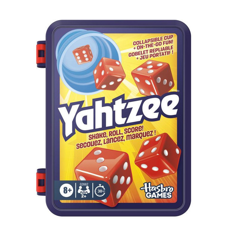 Yahtzee refresh, jeu de dés | gobelet repliable et boîtier de rangem