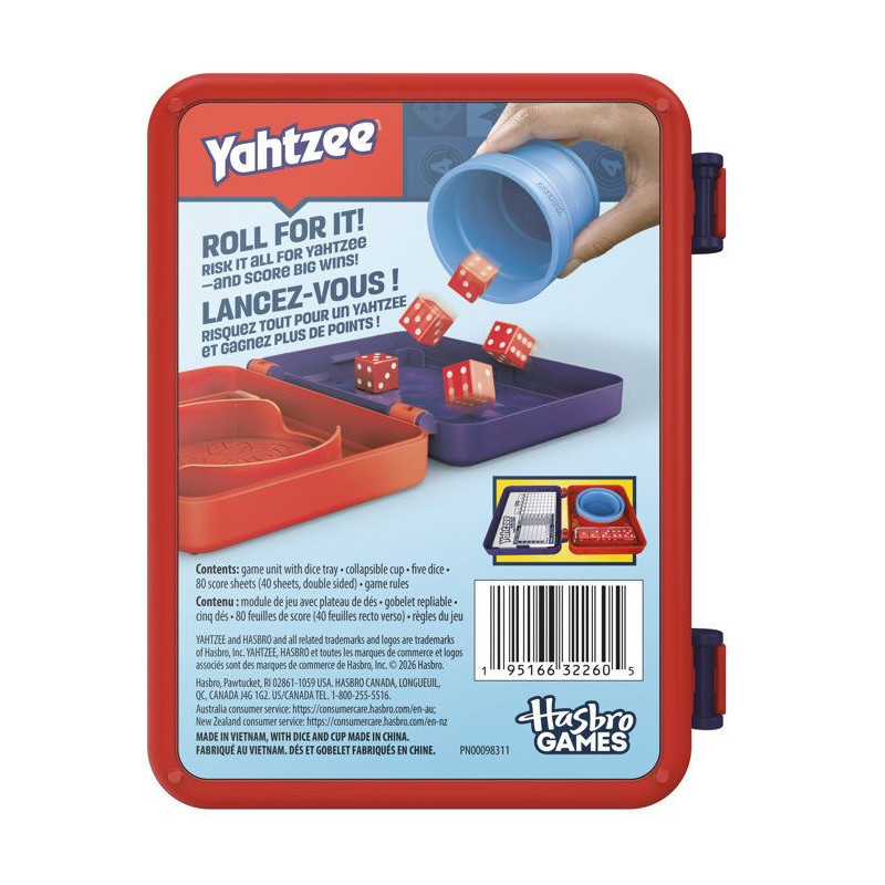 Yahtzee refresh, jeu de dés | gobelet repliable et boîtier de rangem