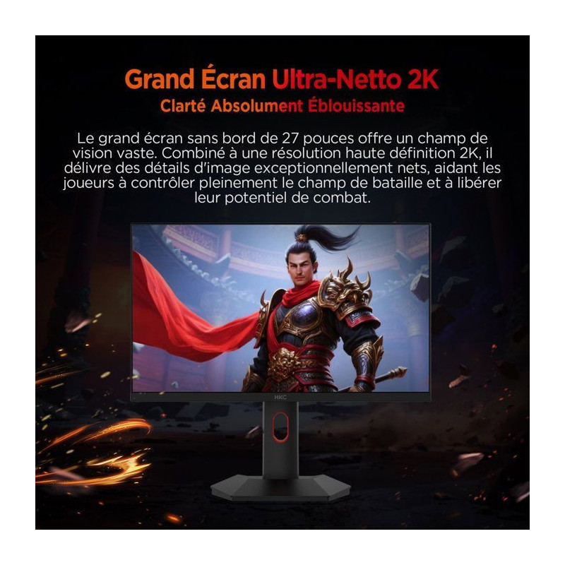 Ecran PC Gamer - HKC - 27 - QHD - 320Hz - Dalle Fast IPS - 1ms - G27H4