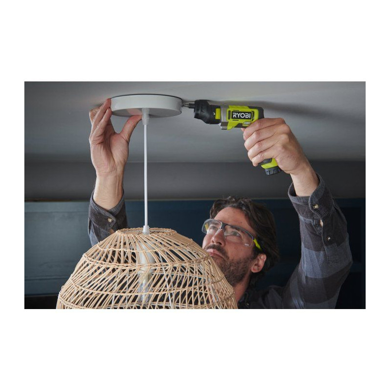 RYOBI Tournevis 4V USB Lithium angles et tiroirs - batterie 2Ah + char