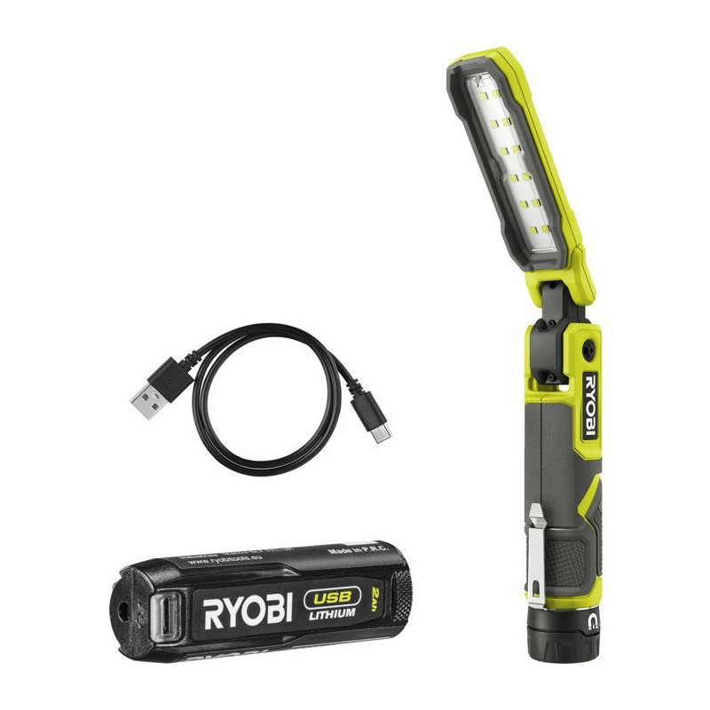 RYOBI Lampe de travail magnétique 4V USB Lithium 650 lumens - batteri