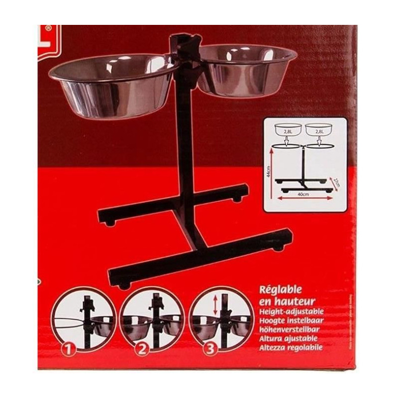 TYROL Height-adjustable bowl support - 25 cm - 2.8 L - For dogs