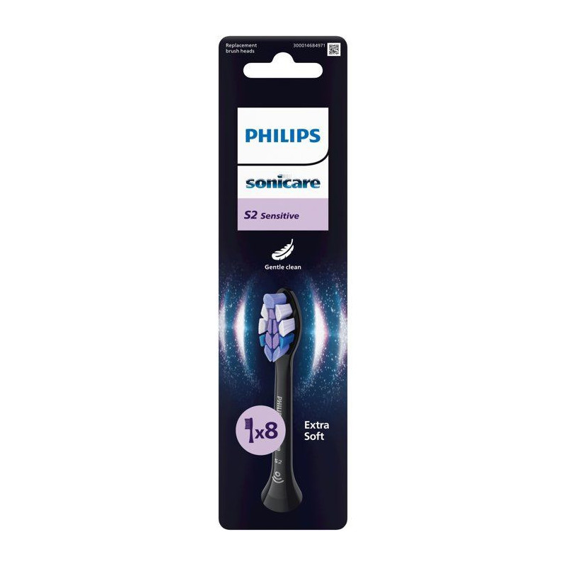 Têtes de brosse à dents - PHILIPS - HX6058/88 - S2 - lot de 8 - noir