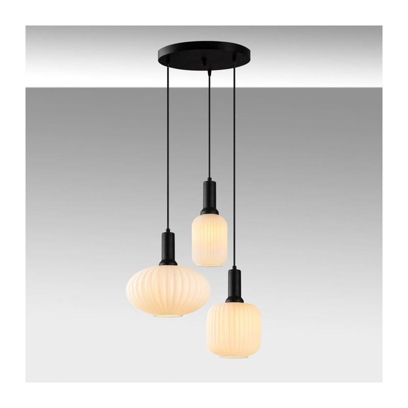 Suspension lustre D BY M.RED Black - Métal et verre - Elégant - Ambi