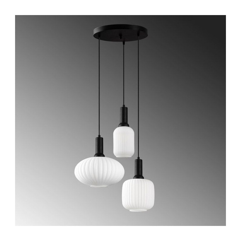 Suspension lustre D BY M.RED Black - Métal et verre - Elégant - Ambi